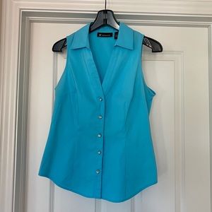 INC blue sleeveless blouse